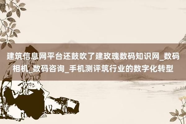 建筑信息网平台还鼓吹了建玫瑰数码知识网_数码相机_数码咨询_手机测评筑行业的数字化转型
